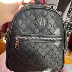 Steve Madden Black Patterned Backpack